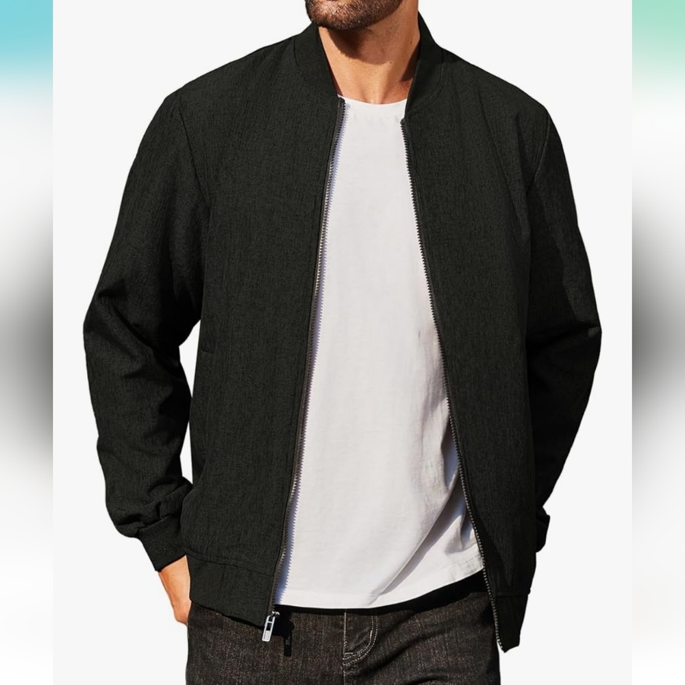 Men's Lightweight Black Bomber Jacket